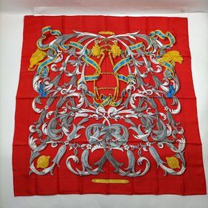 Authentic Hermes scarf Carre 90 Reds Silk100%